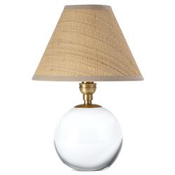 Giorgio Coastal Beach Rattan Shade Natural Brass Crystal Mini Table Lamp
