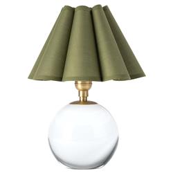 Giorgio French Country Green Scalloped Linen Shade Crystal Mini Table Lamp