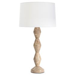 Crew Mid Century Modern Natural Travertine Buffet Table Lamp