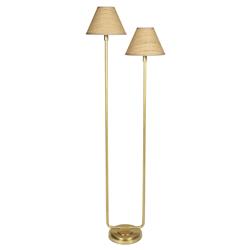 Polly Coastal Beach Rattan Shade Natural Brass Floor Lamp