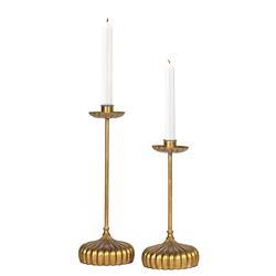Clove French Country Antique Gold Leaf Candle Holder - Set of 2
