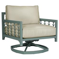 Tracey French Country Beige Sunbrella Green Aluminum Outdoor Swivel Rocker Chair