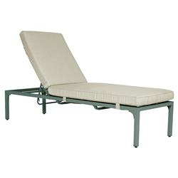 Tracey French Country Beige Sunbrella Green Aluminum Outdoor Chaise Lounge