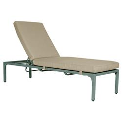 Tracey French Country Sand Sunbrella Green Aluminum Outdoor Chaise Lounge