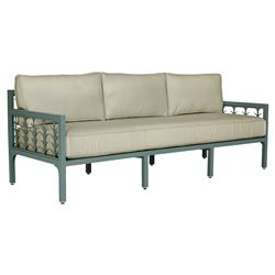 Tracey French Country Beige Sunbrella Green Aluminum Outdoor Sofa - 87"