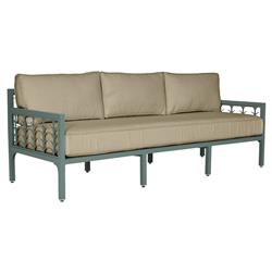 Tracey French Country Sand Sunbrella Green Aluminum Outdoor Sofa - 87"