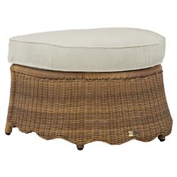 Cielo Coastal Beach Beige Sunbrella Brown Woven Wicker Demilune Outdoor Ottoman