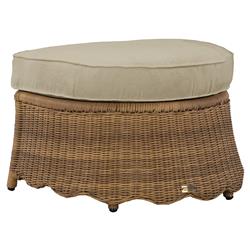 Cielo Coastal Beach Sand Sunbrella Woven Wicker Demilune Outdoor Ottoman