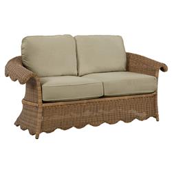 Cielo Coastal Sand Sunbrella Wicker Scalloped Outdoor Loveseat - 63&quot;