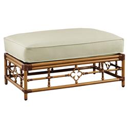 Myrah Coastal Beach Beige Sunbrella Brown Aluminum Rectangular Outdoor Ottoman