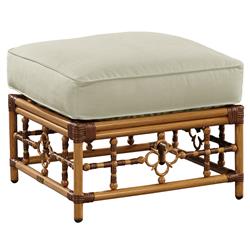 Myrah Coastal Beach Beige Sunbrella Brown Aluminum Square Outdoor Ottoman