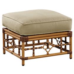 Myrah Coastal Beach Sand Sunbrella Aluminum Square Outdoor Ottoman