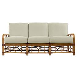Myrah Coastal Beach Beige Sunbrella Brown Aluminum Outdoor Sofa - 78&quot;