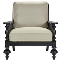 Hermine French Country Beige Sunbrella Black Aluminum Outdoor Lounge Chair