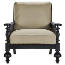 Hermine French Country Sand Sunbrella Black Aluminum Outdoor Lounge Chair