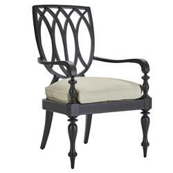 Hermine French Beige Sunbrella Black Aluminum Outdoor Dining Arm Chair