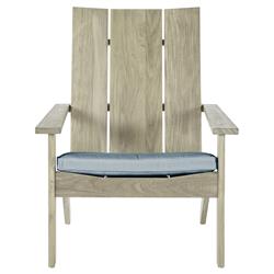 Ashland Blue Sunbrella Oyster Grey Teak Outdoor Adirondack Chair