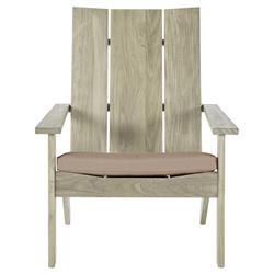 Ashland Beige Sunbrella Oyster Grey Teak Outdoor Adirondack Chair