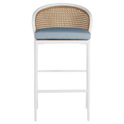 Havana Blue Sunbrella White Aluminum Outdoor Counter Stool