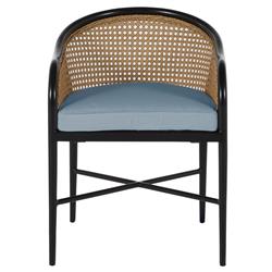 Havana Blue Sunbrella Black Aluminum Outdoor Dining Arm Chair