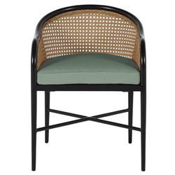 Havana Green Sunbrella Black Aluminum Outdoor Dining Arm Chair