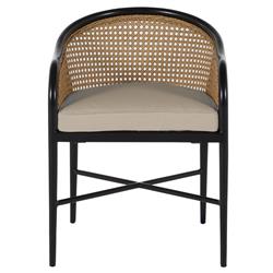 Havana Beige Sunbrella Black Aluminum Outdoor Dining Arm Chair