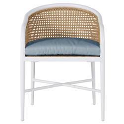 Havana Blue Sunbrella White Aluminum Outdoor Dining Arm Chair