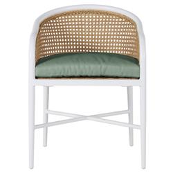 Havana Green Sunbrella White Aluminum Outdoor Dining Arm Chair