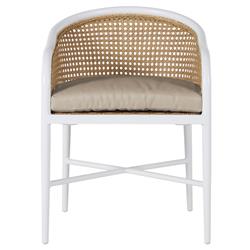 Havana Beige Sunbrella White Aluminum Outdoor Dining Arm Chair