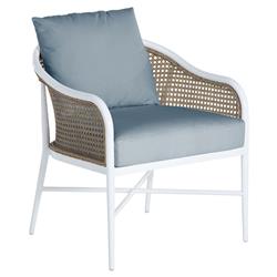 Havana Euro Blue Sunbrella White Aluminum Outdoor Arm Chair