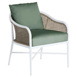 Havana Euro Green Sunbrella White Aluminum Outdoor Arm Chair