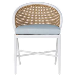 Havana Blue Sunbrella White Aluminum Outdoor Dining Side Chair
