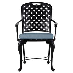 Provance Blue Sunbrella Earth Black Outdoor Dining Arm Chair