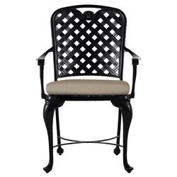 Provance Beige Sunbrella Earth Black Outdoor Dining Arm Chair