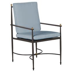 Roma Blue Sunbrella Slate Grey Aluminum Outdoor Dining Arm Chair