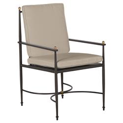 Roma Beige Sunbrella Slate Grey Aluminum Outdoor Dining Arm Chair