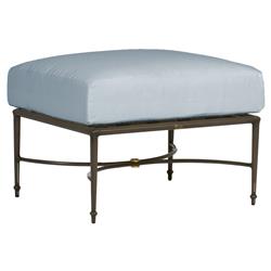 Roma Modern Blue Sunbrella Slate Grey Aluminum Outdoor Ottoman
