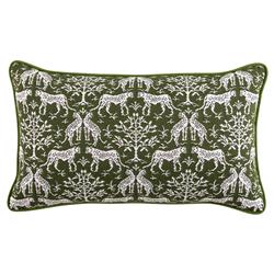 Luca Global Dark Green Cheetah Indoor Outdoor Lumbar Pillow - 14x24