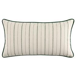 Franca French Green Striped Indoor Outdoor Lumbar Pillow - 12x20