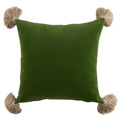 Jules Modern Green Velvet Indoor Outdoor Tassel Throw Pillow - 20x20