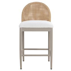 Marwa Coastal Cream Boucle Natural Wicker Outdoor Counter Stool