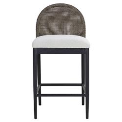 Marwa Coastal Cream Boucle Ore Grey Wicker Outdoor Counter Stool