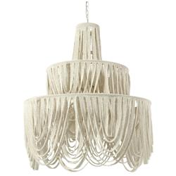 Palecek Selita Coastal Beach White Coco Beaded 2 Tier Chandelier