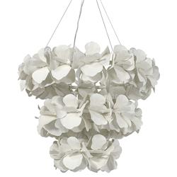 Palecek Virginia Coastal Beach White Fiberglass Floral 3 Tier Chandelier