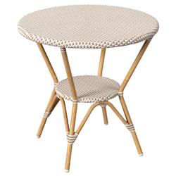 Lily French Country Beige Woven Rattan Round Outdoor Bistro Table - 30&quot;