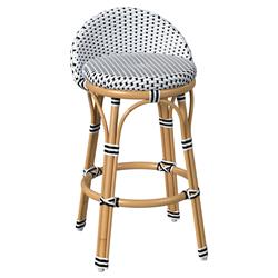 Lily French Country Black Woven Rattan Outdoor Counter Stool