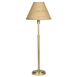 Polly Coastal Brown Rattan Shade Natural Brass Buffet Table Lamp