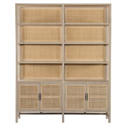 Corazon Coastal Beach Natural Mango Wood Woven Cane Bookcase
