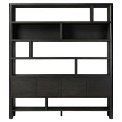 Slade Rustic Lodge Black Oak Wood Wide Bookcase