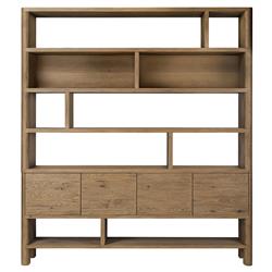 Slade Rustic Lodge Brown Oak Wide Wood Bookcase